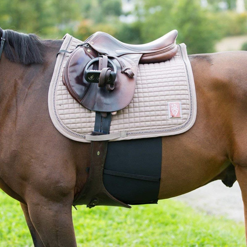 HORZE Elastic Protective Belly Guard | Anti-Rub and Anti-Chafe Girth Band for Horses - Black - Horse